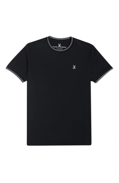 Psycho Bunny Pima Cotton Tipped Logo Tee In Black