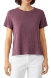 Eileen Fisher Organic Linen Jersey Crewneck Tee In Fig