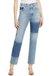 Ag Alexxis High Waist Straight Jeans In 23 Years Facade Patched