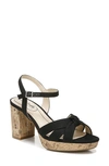 Lifestride Lucky Block Heel Platform Sandal In Black Fabric