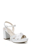 Lifestride Lucky Block Heel Platform Sandal In Silver Metallic Fabric