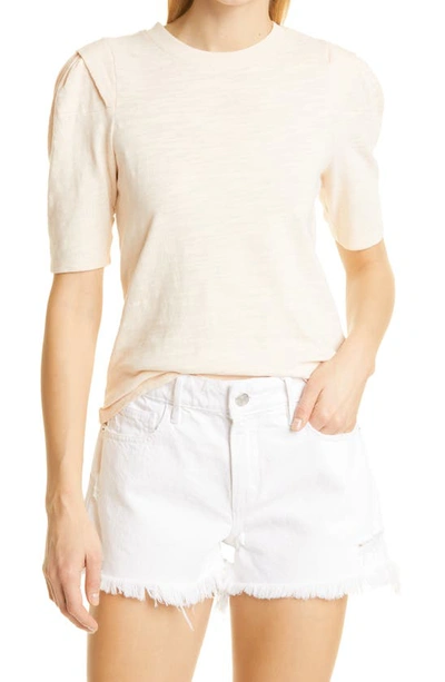 Frame Pleated Puff Sleeve T-shirt In Nude Pink