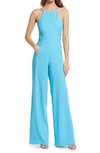 Black Halo Joaquin Halter Neck Jumpsuit In Eggshell Blue