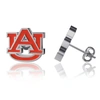Dayna Designs Women's  Auburn Tigers Silver-tone Enamel Post Earrings In Silver