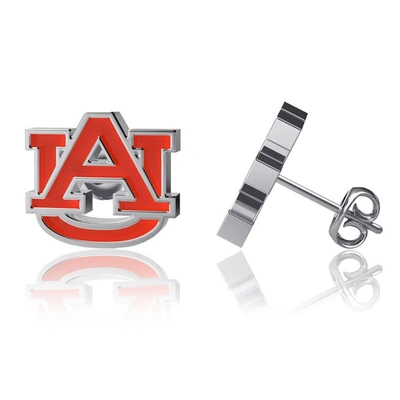 Dayna Designs Women's  Auburn Tigers Silver-tone Enamel Post Earrings