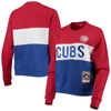 Mitchell & Ness Women's  Royal Chicago Cubs Color Block 2.0 Pullover Sweatshirt In Navy