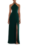 Lovely Dessy Collection Diamond Halter Maxi Dress With Adjustable Straps In Green