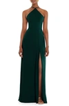 Lovely Dessy Collection Diamond Halter Maxi Dress With Adjustable Straps In Evergreen