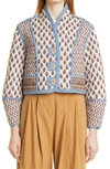 Veronica Beard Kamila Reversible Cotton Jacket In Cream Multi