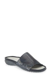 Naot Ipo Slide Sandal In Soft Ink Leather/ Navy Python