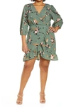 VERO MODA CURVE OLGA FLORAL RECYCLED POLYESTER FAUX WRAP DRESS