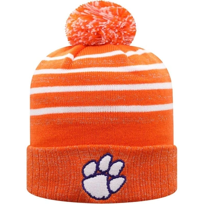 Top Of The World Women's Orange Clemson Tigers Shimmering Cuffed Knit Hat With Pom
