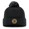 Fanatics Men's Black Boston Bruins Core Primary Logo Cuffed Knit Hat With Pom In Black