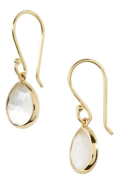 Ippolita 18k Yellow Gold Rock Candy Teardrop Earrings In Rock Crystal And Mother-of-pearl Doublet