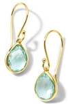 Ippolita 18k Rock Candy Teeny Teardrop Earrings In Rock Crystal In Green Gold