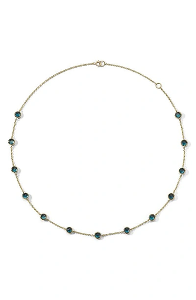 Ippolita 18k Yellow Gold Lollipop London Blue Topaz Station Collar Necklace, 16-18 In Blue/gold