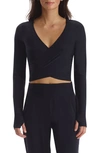 Commando Butter Wrap-effect Stretch-modal Top In Black