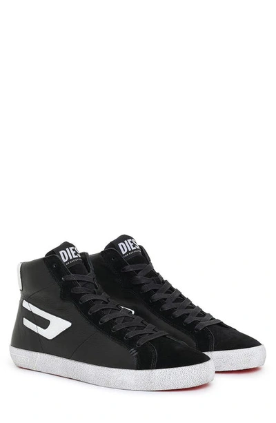 Diesel Men's S-leroji Mid-top Leather Sneakers In Black