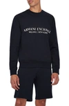 Armani Exchange Logo-print Cotton Sweatshirt In Solid Blue Navy