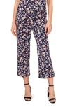 Chaus Floral Wide Leg Crop Pants In Navy/ Yellow