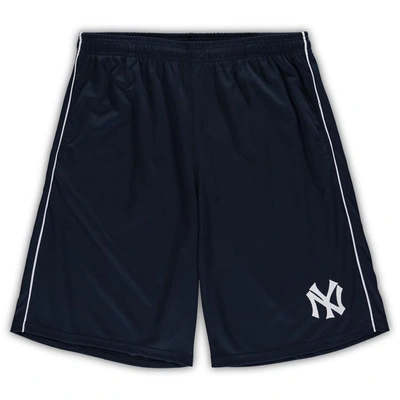 Profile Men's Navy New York Yankees Big And Tall Mesh Shorts