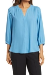 Nydj High-low Crepe Blouse In Parisian Blue