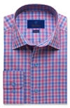 David Donahue Fusion Check Dress Shirt In Berry