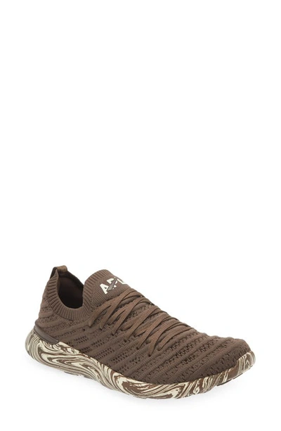 Apl Athletic Propulsion Labs Techloom Wave Hybrid Running Shoe In Chocolate / Pristine / Marble