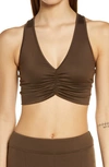 Alo Yoga Wild Thing Ruched Sports Bra In Espresso