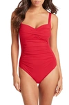 Sea Level Twist Front Multifit Tankini Top In Red