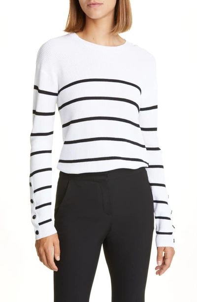 Hugo Boss Fittina Striped Sweater In Black And White Stripe