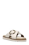 Nydj Rossi Womens Faux Leather Slip On Slide Sandals In Bone