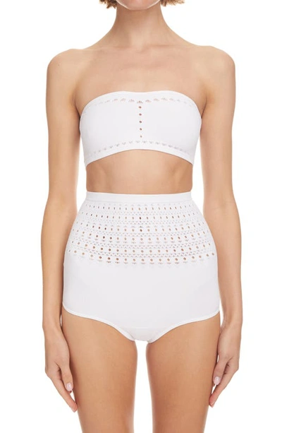 Alaïa Vienne Perforated Seamless Two-piece Swimsuit In Blanc Optique