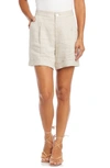 Karen Kane Pleat Front Linen Shorts In Oat