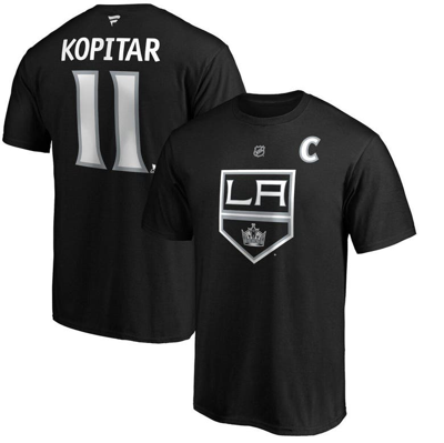 Fanatics Men's Anze Kopitar Black Los Angeles Kings Team Authentic Stack Name And Number T-shirt