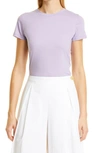 Vince Essential Pima Cotton Crewneck Top In Purple
