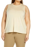 Eileen Fisher Crewneck Jersey Tank In Butter