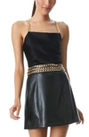 Alice And Olivia Harmon Chain-strap Drapey Slip Tank In Nocolor