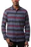 Travismathew On & On Stripe Long Sleeve Cotton Polo In Blue Nights