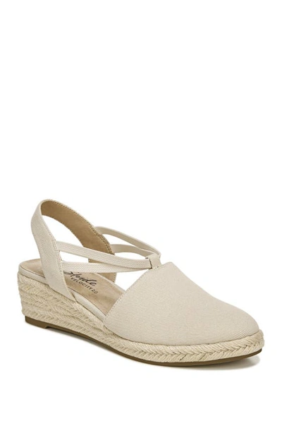 Lifestride Katrina Espadrille Slingback Wedge Pump In Almond Canvas