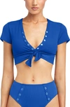 Robin Piccone Amy Crop Bikini Top In Lapis