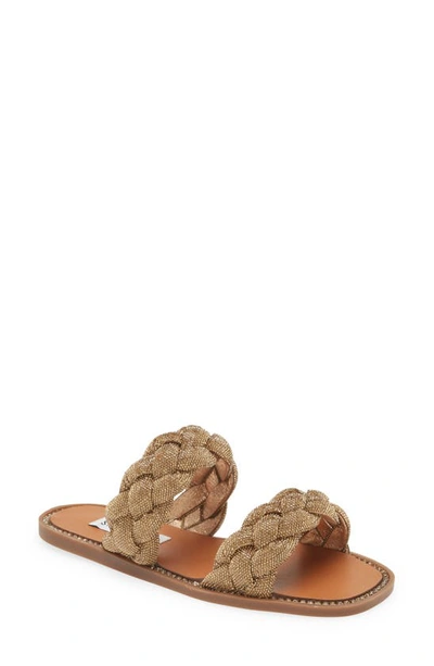 Steve Madden Women's Newbie Braided Rhinestone Slide Sandals In Bronze