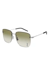 Saint Laurent 58mm Aviator Sunglasses In Silver