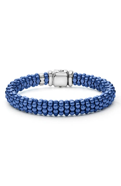 Lagos 18k Yellow Gold & Sterling Silver Ultramarine Ceramic Bead Bracelet In Blue/silver