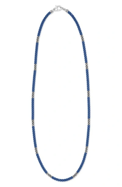 Lagos Sterling Silver Ultramarine Ceramic Bead Collar Necklaces In Blue/silver