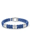 Lagos 18k Yellow Gold & Sterling Silver Diamond Rondelle & Ultramarine Ceramic Caviar Bead Statement Brace In Ultramarine