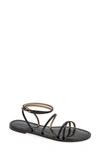 Amanu Style 12 Constantia Ankle Strap Toe Loop Sandal In Black