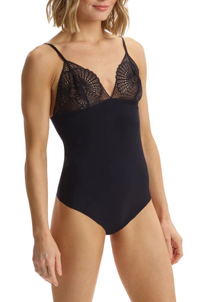 Commando Butter Lace Thong Bodysuit In Black