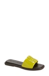 Tory Burch Double T Logo Flat Slide Sandals In Lime/ Lime/ Lime/ John Coco