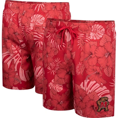 COLOSSEUM COLOSSEUM RED MARYLAND TERRAPINS THE DUDE SWIM SHORTS